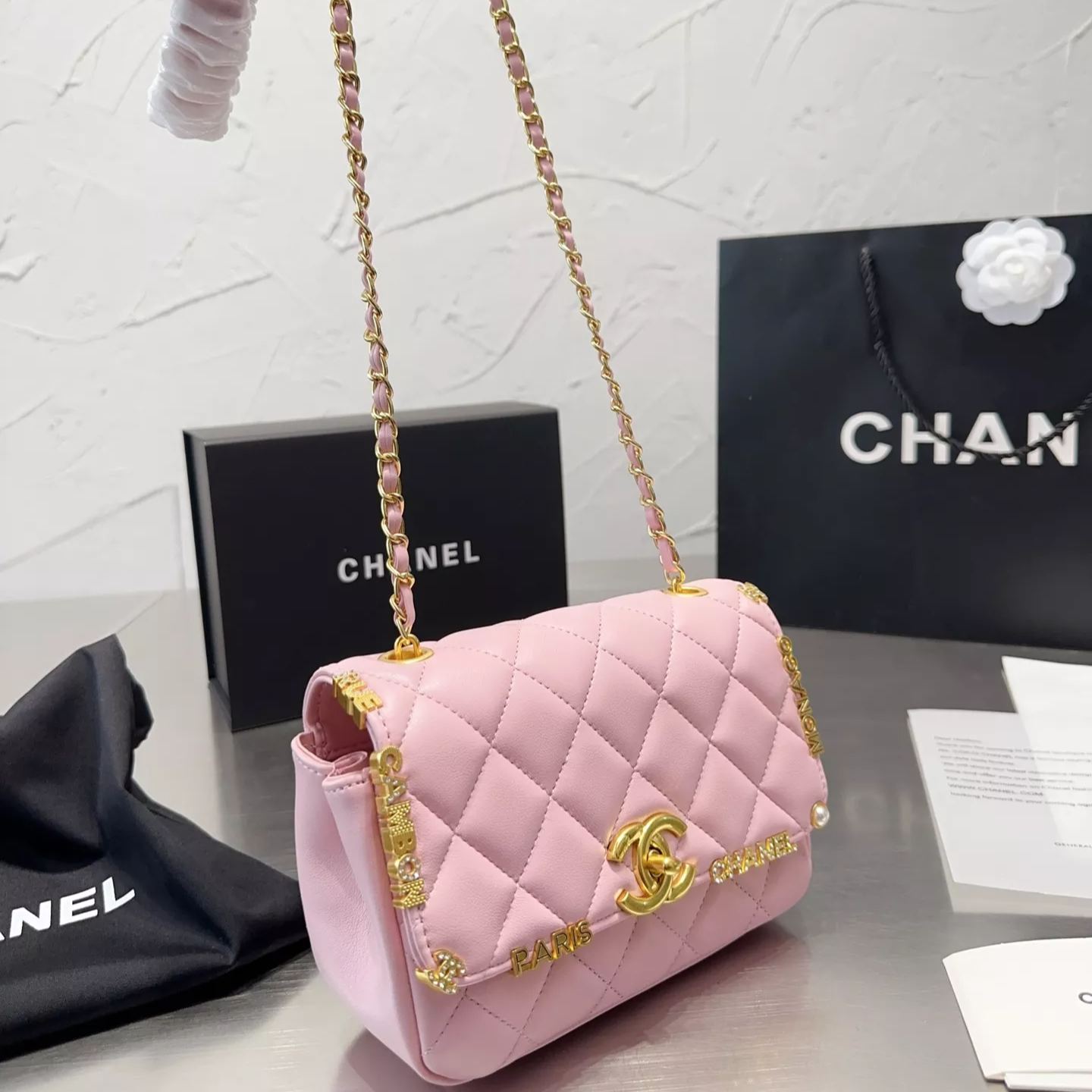 Lucky Charm Metal Monogram Leather Bag