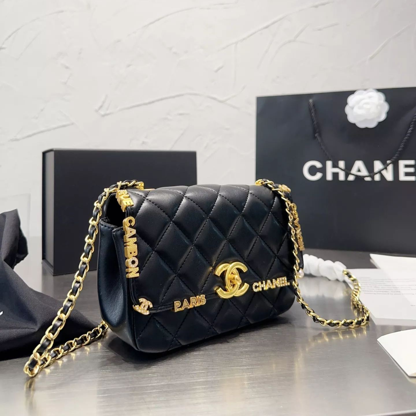 Lucky Charm Metal Monogram Leather Bag