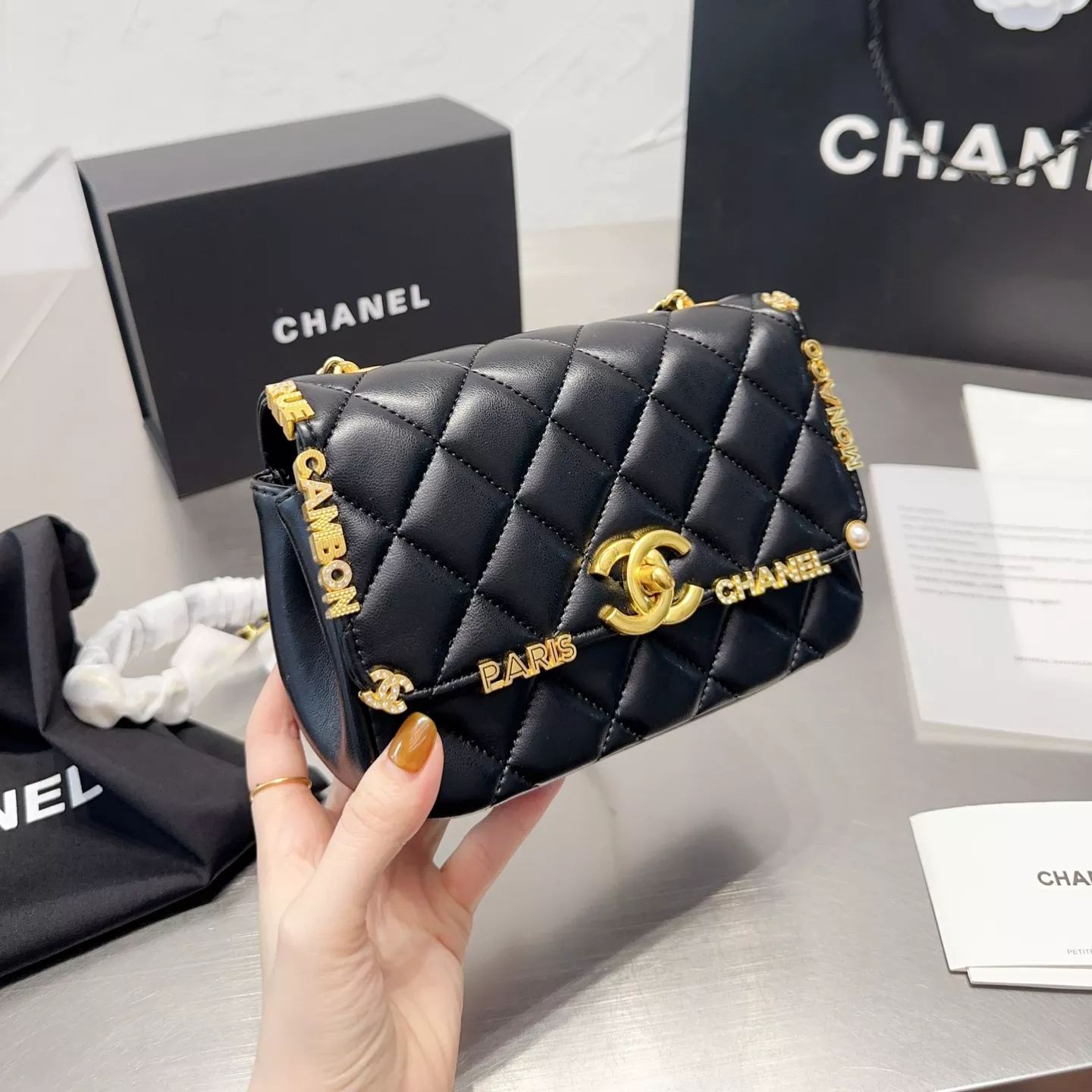 Lucky Charm Metal Monogram Leather Bag