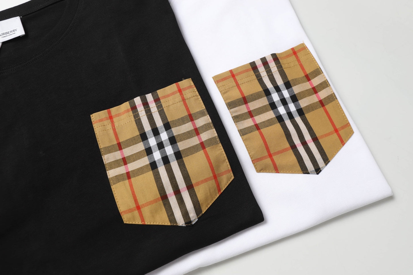 Check pocket cotton T-shirt