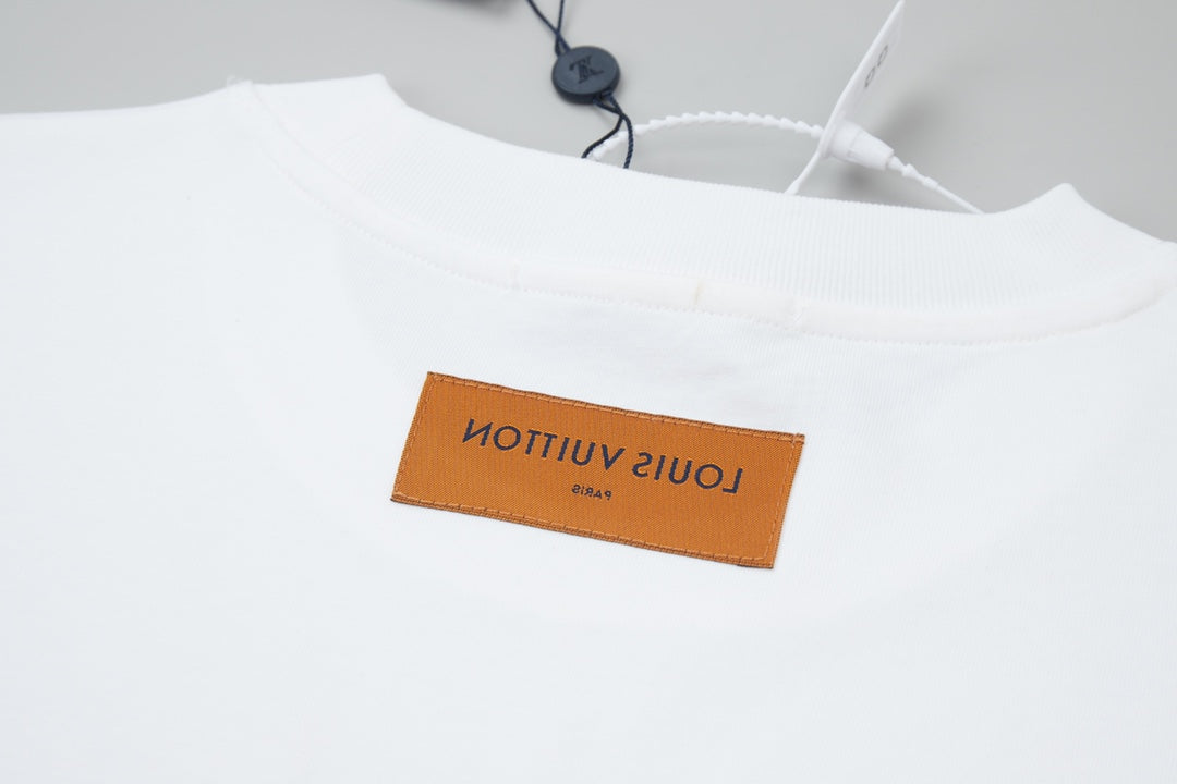 Embroidered printed cotton T-shirt