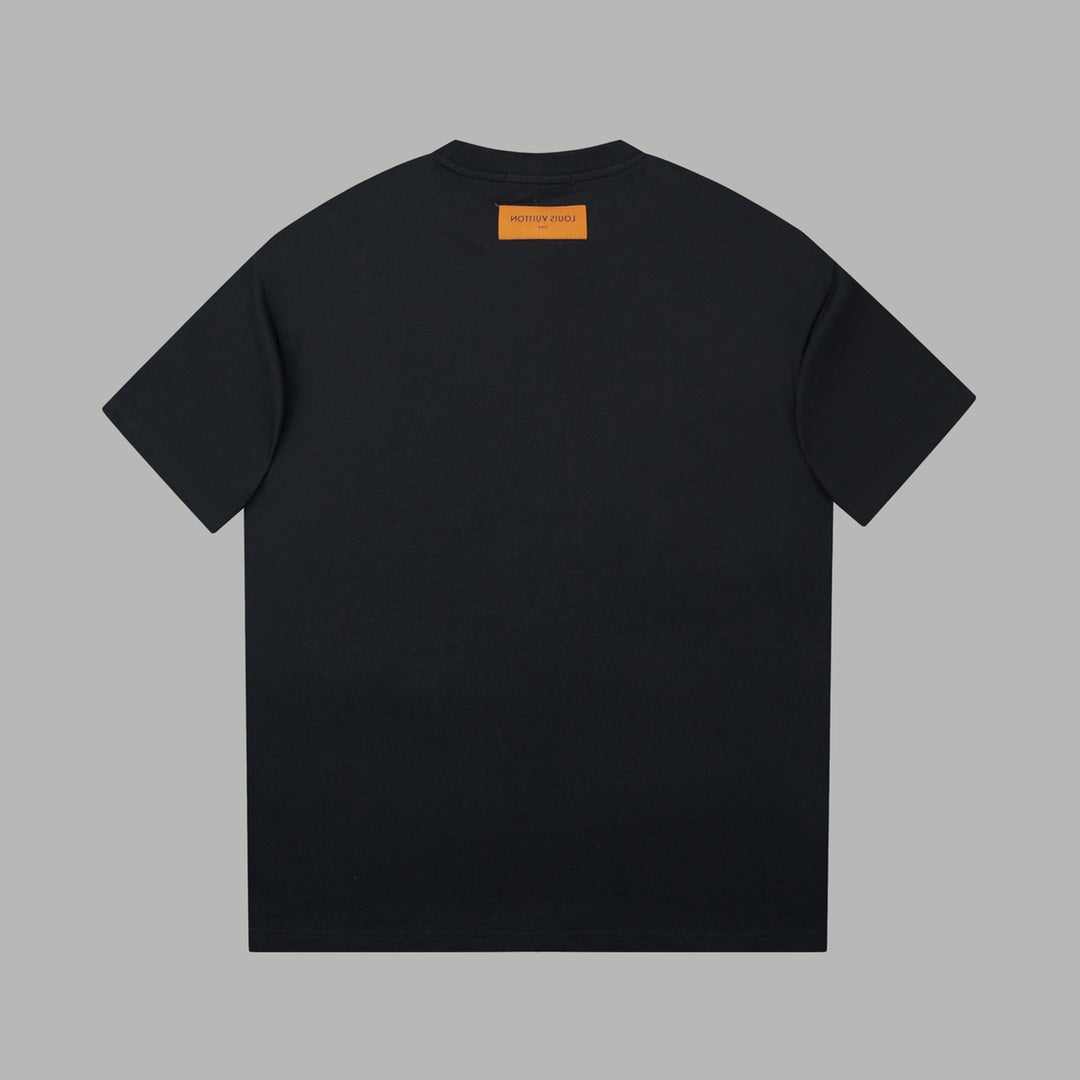 Embroidered diamond print cotton T-shirt