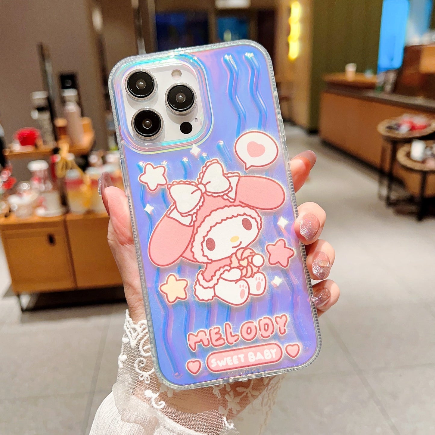 Laser wave pattern cute cartoon case