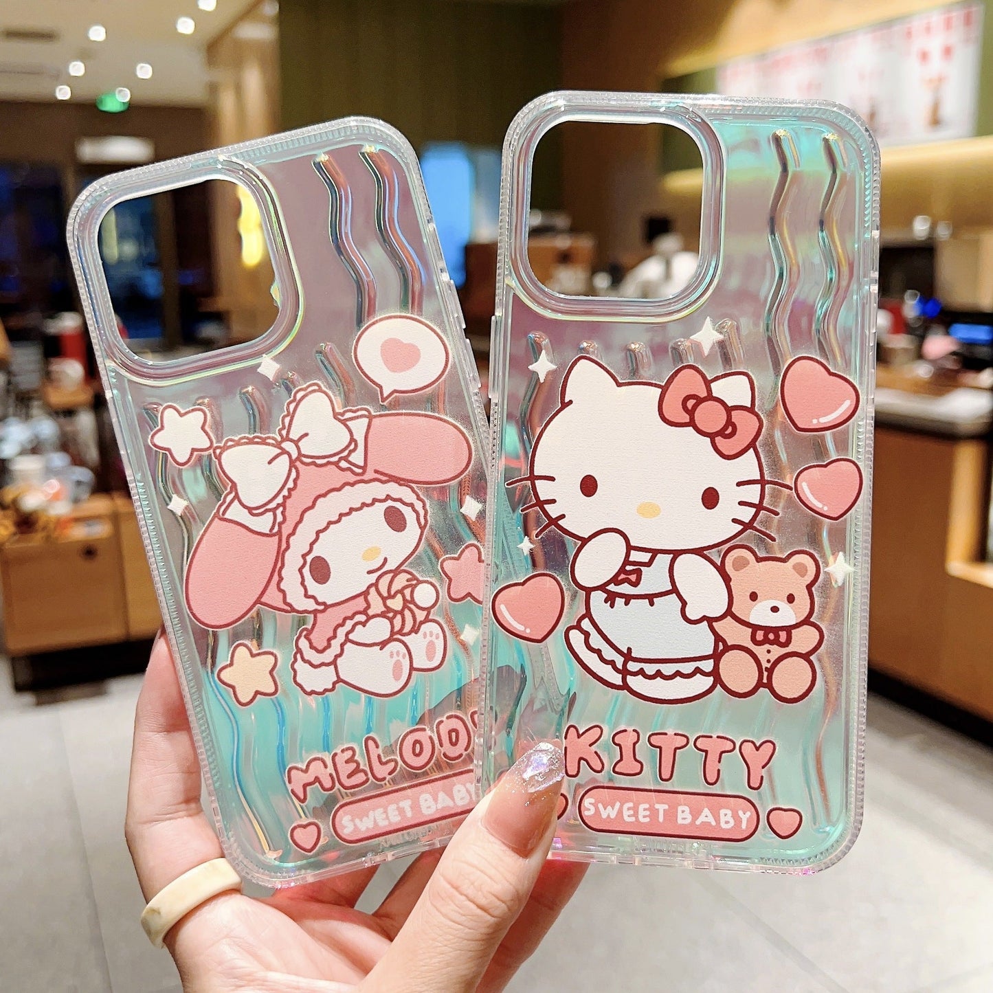 Laser wave pattern cute cartoon case