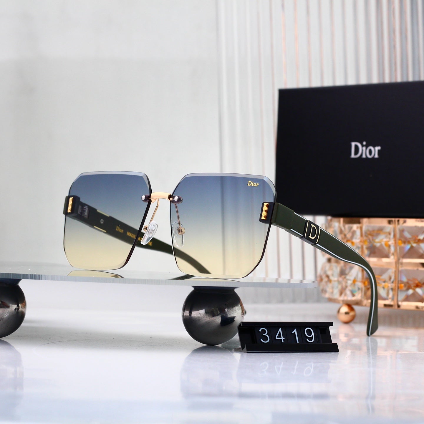 Half Frame Square Gradient Sunglasses