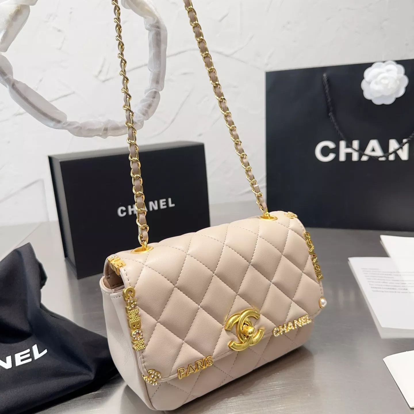 Lucky Charm Metal Monogram Leather Bag