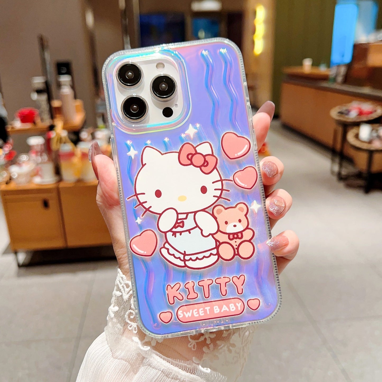 Laser wave pattern cute cartoon case