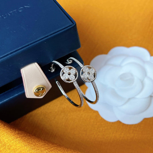 Monogram Flower Diamond Earrings