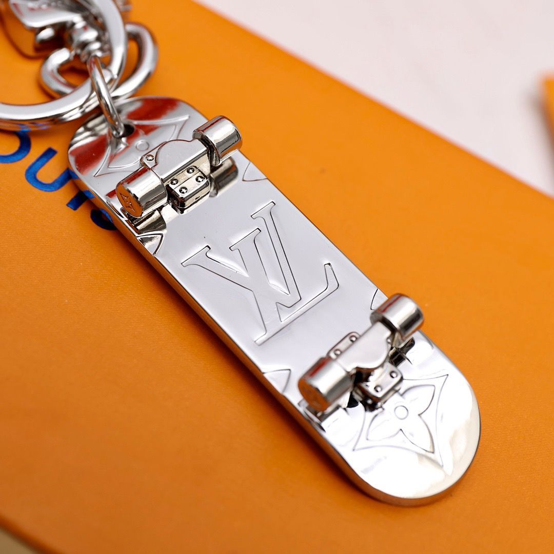Leather Monogram Skateboard Keychain