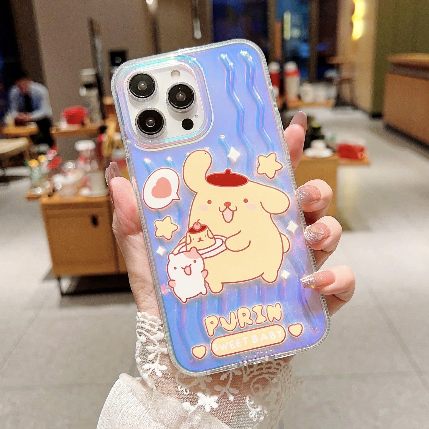 Laser wave pattern cute cartoon case