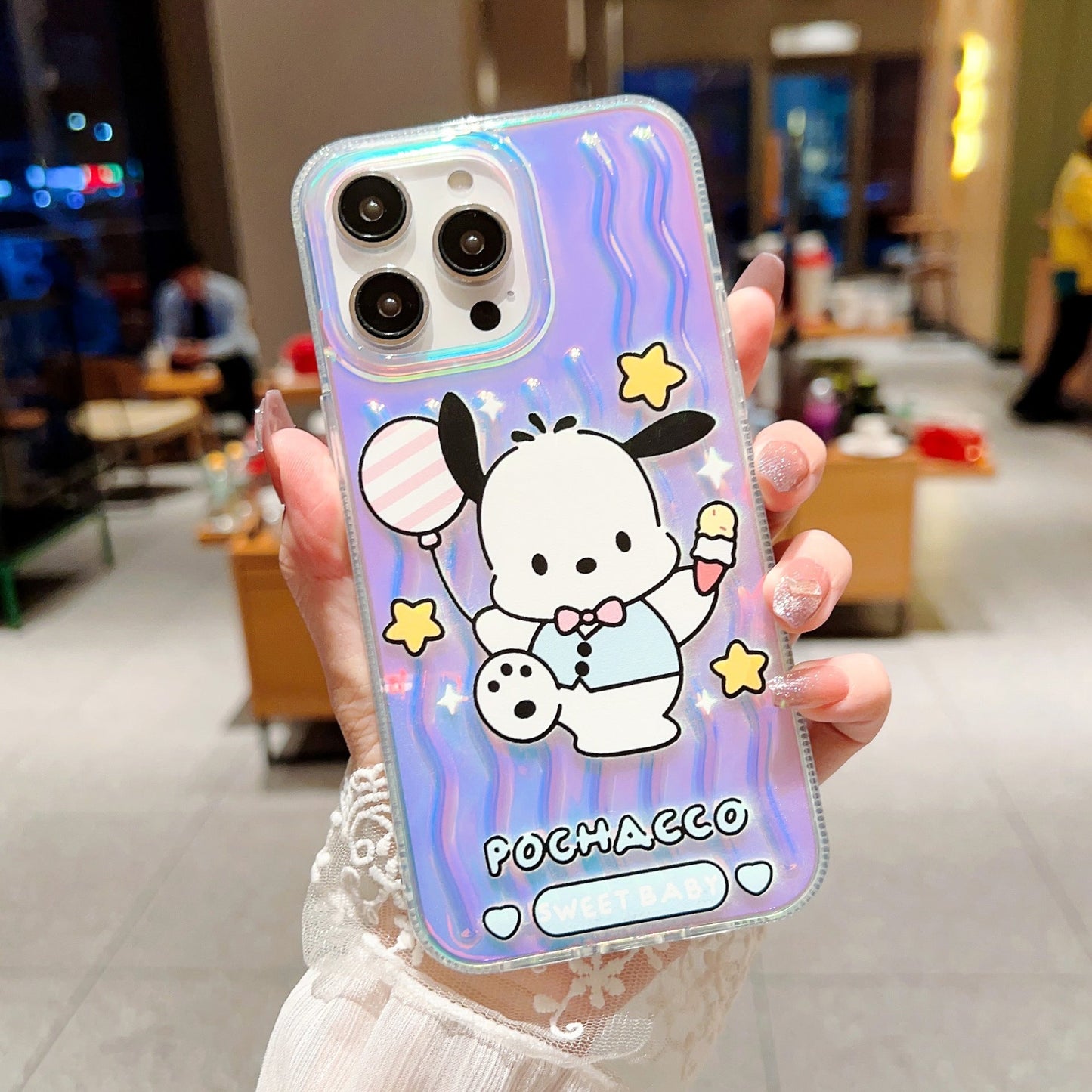 Laser wave pattern cute cartoon case