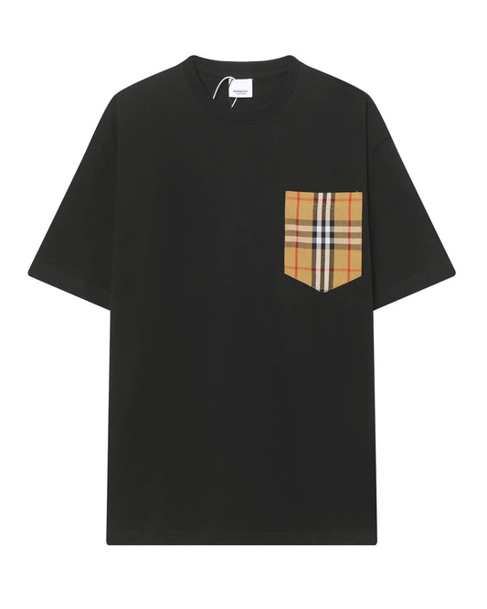 Check pocket cotton T-shirt