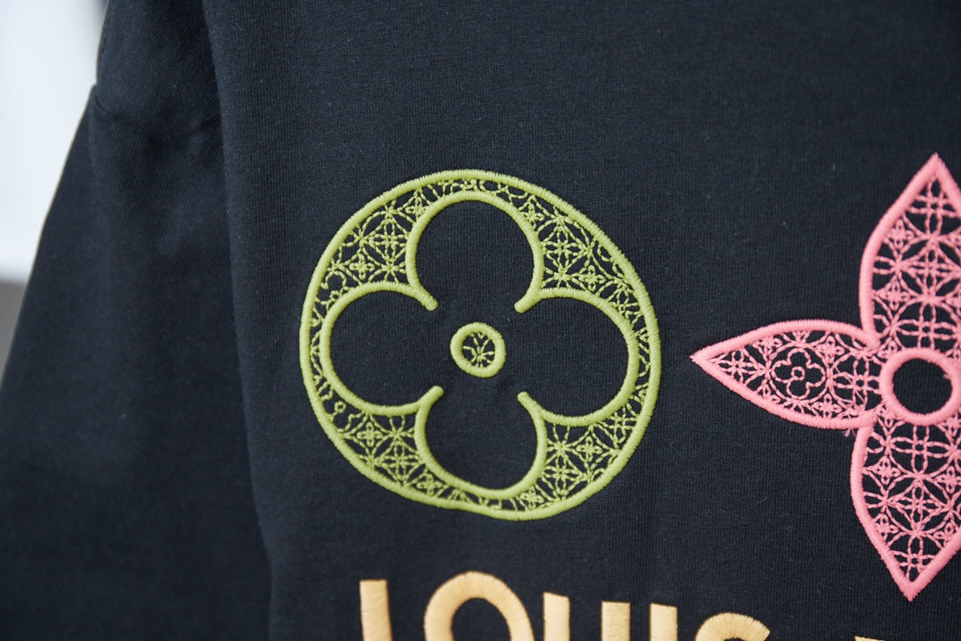 Double-sided embroidered cotton T-shirt