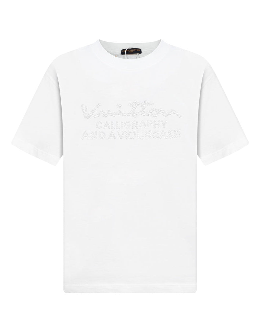 Pearl embroidered cotton T-shirt
